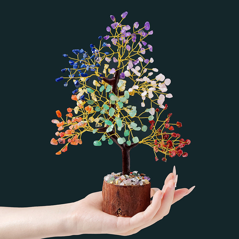Crystal Tree of Life 7 Chakra Healing Crystal Trees for Home Decor, Office Desk Decor, Boho Decor, Handmade Bonsai Trees for Positive Energy, Money, Good Luck Birthday Gifts for Women, Mom