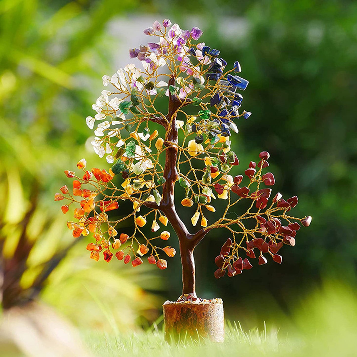 Crystal Tree of Life 7 Chakra Healing Crystal Trees for Home Decor, Office Desk Decor, Boho Decor, Handmade Bonsai Trees for Positive Energy, Money, Good Luck Birthday Gifts for Women, Mom