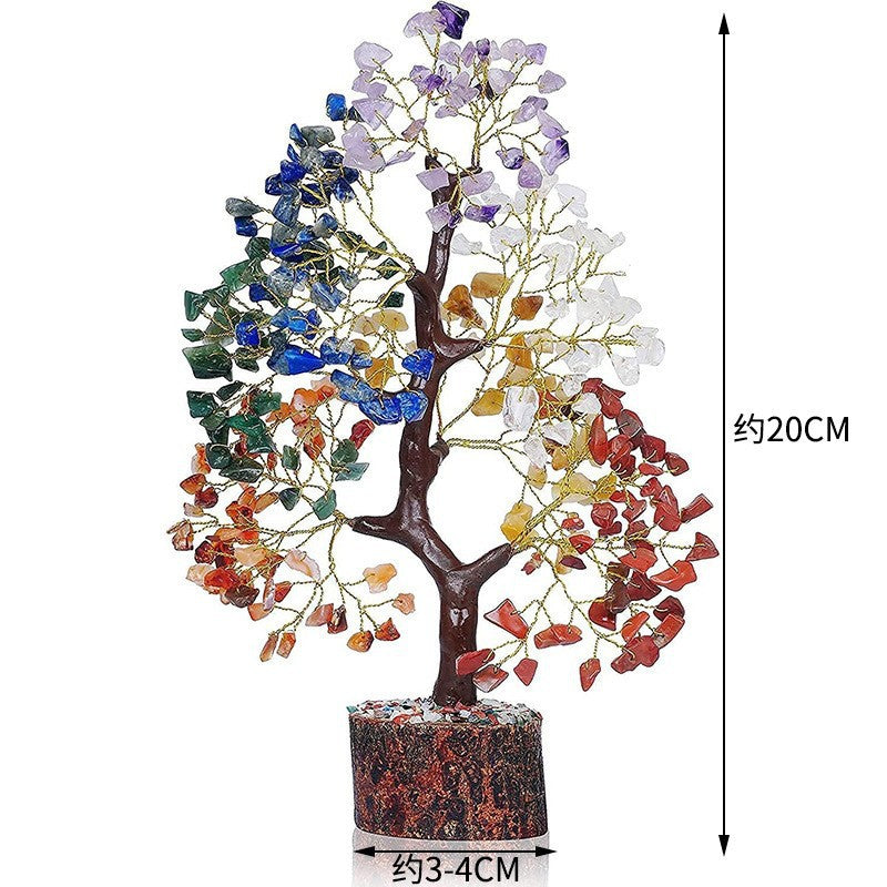 Crystal Tree of Life 7 Chakra Healing Crystal Trees for Home Decor, Office Desk Decor, Boho Decor, Handmade Bonsai Trees for Positive Energy, Money, Good Luck Birthday Gifts for Women, Mom
