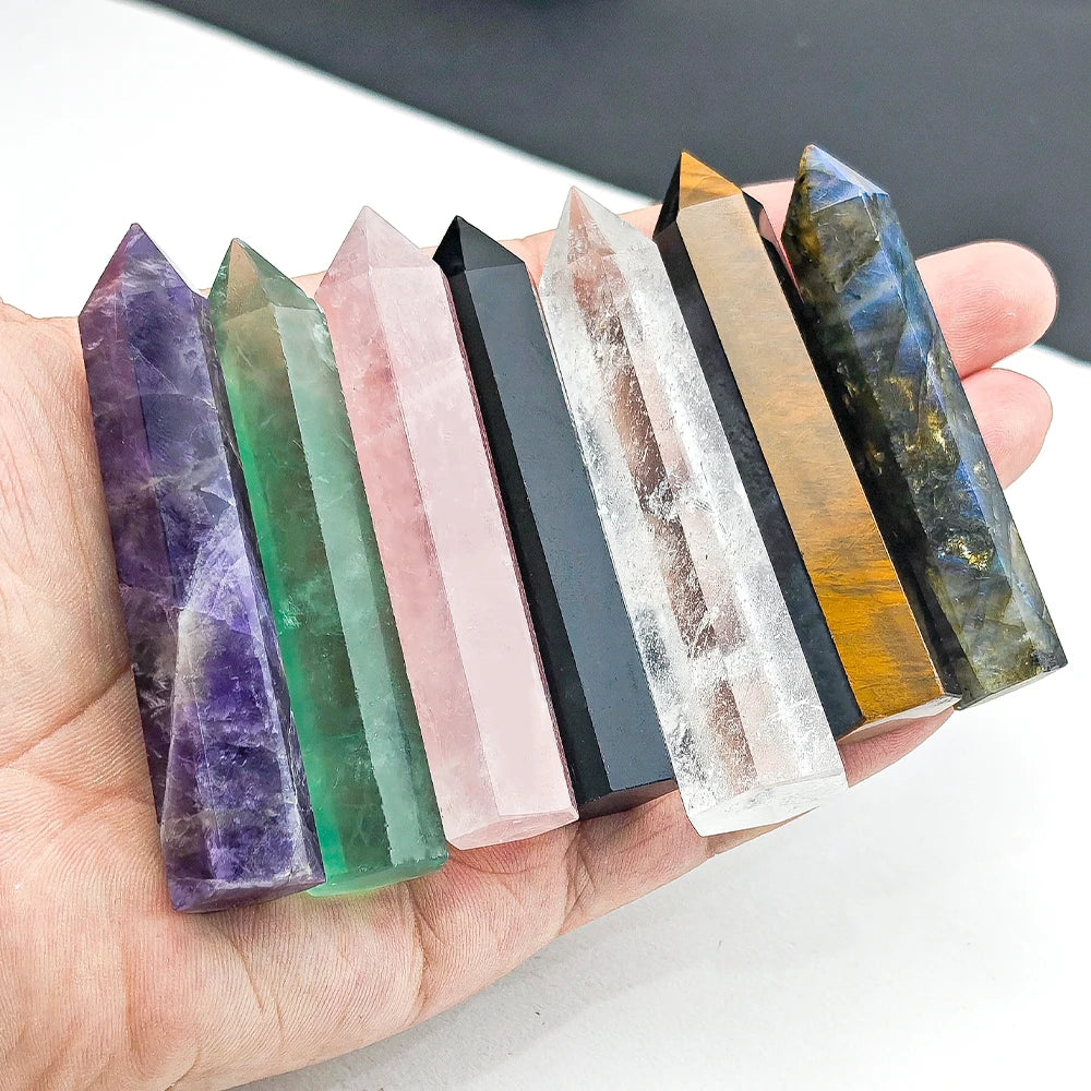 Natural Stone and Crystals Point Wand Witchcraft Rose Quartz Amethyst Home Decoration Mineral Stones Crafts Room Aquarium Decor