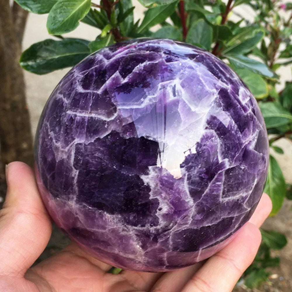 Natural Dream Amethyst Crystal Ball 70MM Reiki Quartz Globe Massaging Ball Energy Healing Stone Home Decoration Collection Gift