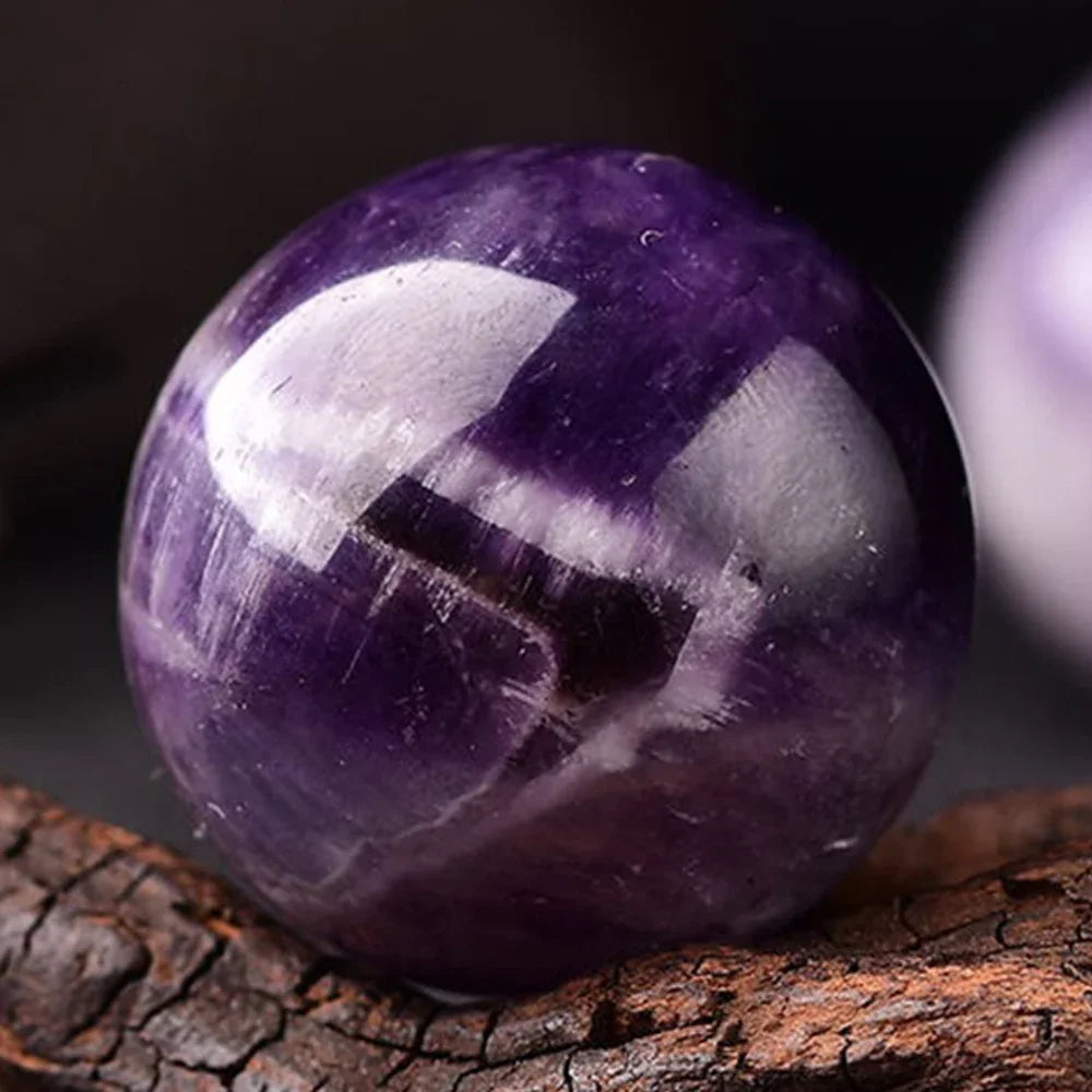 Natural Dream Amethyst Crystal Ball 70MM Reiki Quartz Globe Massaging Ball Energy Healing Stone Home Decoration Collection Gift