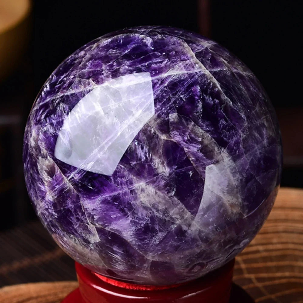 Natural Dream Amethyst Crystal Ball 70MM Reiki Quartz Globe Massaging Ball Energy Healing Stone Home Decoration Collection Gift