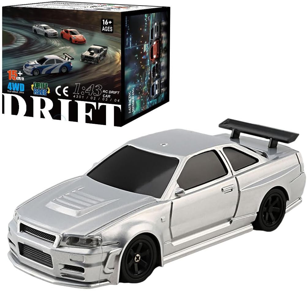 herr rc 电动迷你赛车漂移车模型 1:43 比例 2.4g 全比例连接灯套装最大速度 15 千米/小时室内迷你遥控玩具业余爱好者礼品黑白rtr 版/黑白,k9f06 bsz251 bs7zxmv2 3