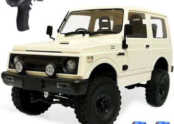 GoolRC RC Truck, WPL C74 RC Crawler 1/10 Scale Remote Control Car, 4WD All Terrain Off Road RC Rock Crawler, 2.4GHz RC Climbing Car with LED Lights and 2 Batteries for Adults