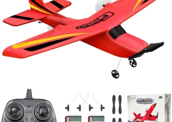 HAWK'S WORK 2 CH RC Airplane, RC Plane Ready to Fly, 2.4GHz Remote Control Airplane, Easy to Fly RC Glider for Kids & Beginners Red