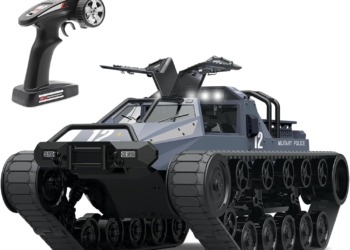 Mostop Remote Control Crawler High Speed Tank Off-Road 4WD RC Car 2.4 Ghz RC Army Truck 1/12 Drift Tank RC Tank for Kids Adults