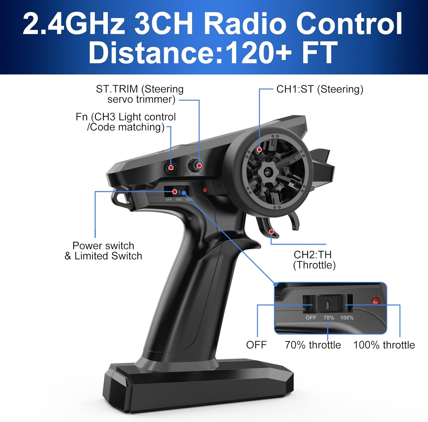 hyper go h16bm 1/16 rtr brushless high speed electric 4x4 off road fast rc car, max 42mph, rc truck, remote control, 2 lipo batteries for adult, compatible with 3s lipo 4