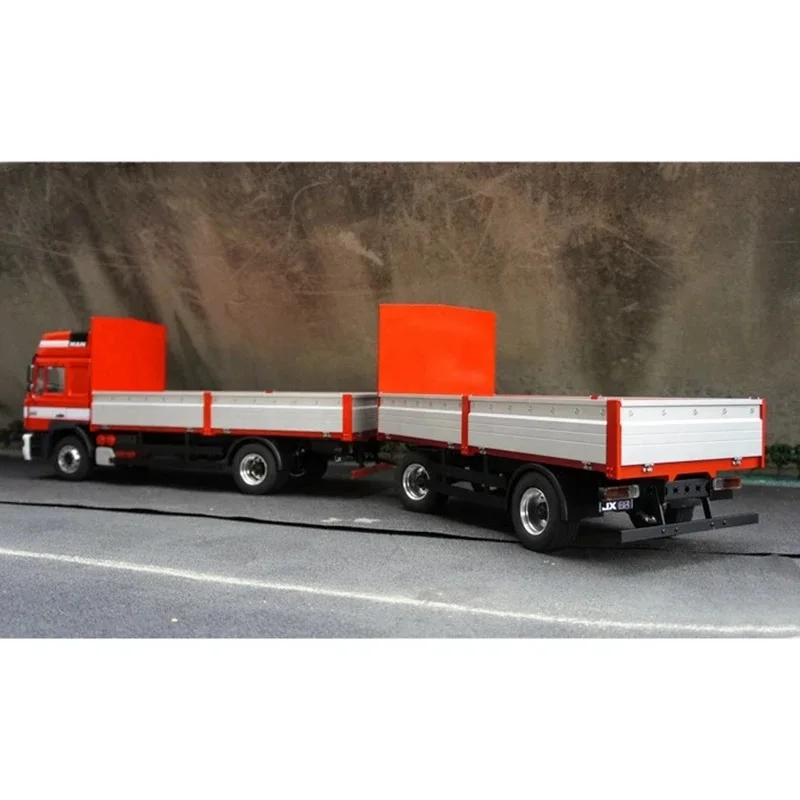 1:14 rc fully trailer truck 2 axle trailer tow upgrade retrofit 1/14 for tamiya rc truck tipper for man f2000 jx model diy parts 2