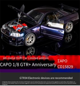 capo 1/8 nissan nissan gtr r34 remote control drift flat running model car all metal 10th anniversary limited edition