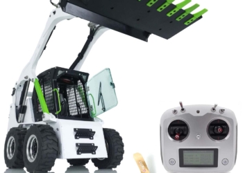 LESU wheelfun 1/14 Hydraulic RC Loader Wheeled Skid-Steer Aoue Lt5H I6S Radio Cars Assembled Light Sound Hobby Grade ModelWhite Black and Red